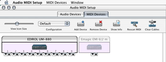 MIDI Setup tab